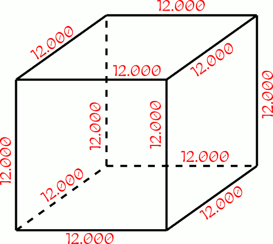 Ein grafisches Diagramm einer geometrischen Form ähnelt einem unvollständigen Würfel, beschriftet mit wiederholten Zahlen "12.000" an jeder Kante. Diese Zahlen könnten eine symbolische oder numerische Darstellung sein, möglicherweise im Zusammenhang mit wissenschaftliche oder symbolische Studien der Schöpfung.