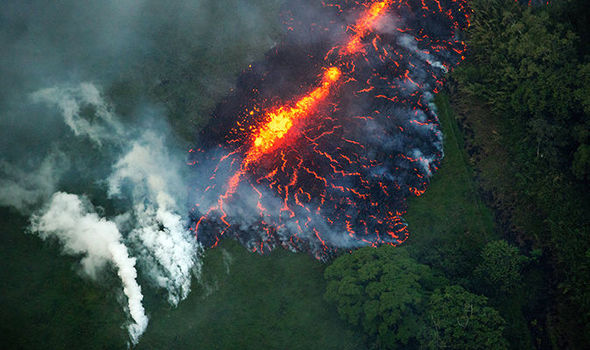 Fissure oozing lava