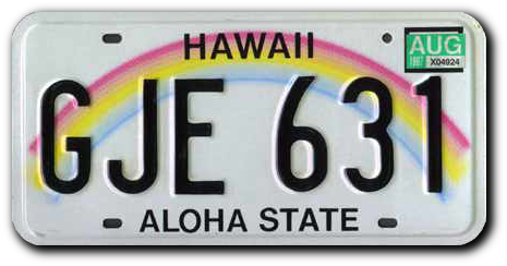 Hawaiian rainbow license plate