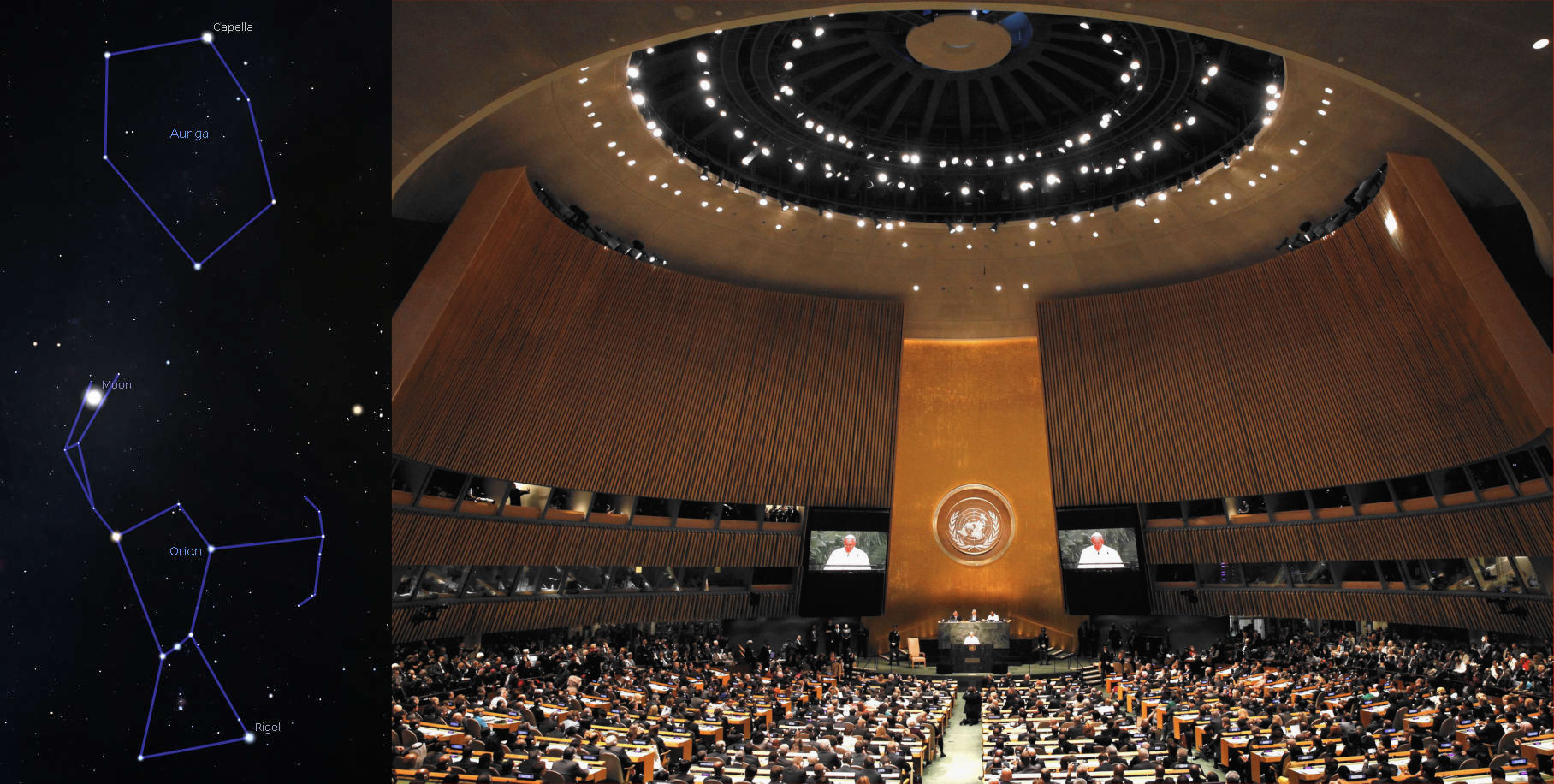 The pope takes a crown at the UNGA in 2015.