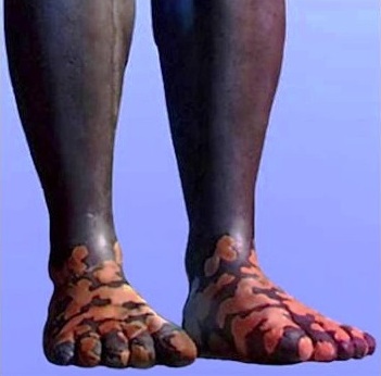 Feet made of iron and clay mixed together